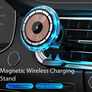 Soporte Magnético para Coche con <span class=keywords><strong>Cargador</strong></span> Inalámbrico de 15W, de ABS para Rejilla de Ventilación, con Luz Ambiental, para Todos los Teléfonos - Product Image 1