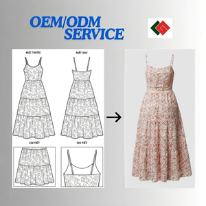 High Quality Floral Print Spaghetti Strap Midi <b>Dress</b> Boho Style <b>Elastic</b> Waist Breathable OEM ODM Vietnam Manufacturer Casual - Product Image 5