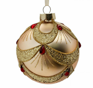 Collection <span class=keywords><strong>d</strong></span>'ornements artisanaux en or <span class=keywords><strong>champagne</strong></span> avec des finitions à plusieurs niveaux et des boules de Noël ornées de cristaux en forme <span class=keywords><strong>d</strong></span>'étoile pour l'arbre de Noël - Product Image 4