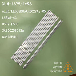Bande de rétroéclairage <span class=keywords><strong>TV</strong></span> XLM1695 1696 6LED/<span class=keywords><strong>TV</strong></span> L58M5-4C/<span class=keywords><strong>TV</strong></span> B58Y F58S/ LED58D06A-ZC29AG-05 CC575PU1L 3AS6CZ59012A 8A+2B=10PCS 3030-3V - Product Image 2