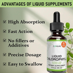 Venta al por mayor, suplemento saludable, clorofila de grado alimenticio, gotas orales líquidas, extracto de plantas, Etiqueta Privada, bebida a granel para adultos - Product Image 4