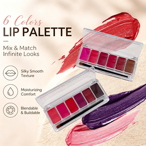 Paleta de Labiales en Crema de 6 Colores, Marca Privada, Larga Duración, Alta Pigmentación, Maquillaje Labial con Pincel - Product Image 2