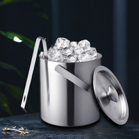 Seau à glace en acier inoxydable à double paroi de 10 L, personnalisé par Creation Factory, durable et écoresponsable, avec couvercle noir, design minimaliste pour