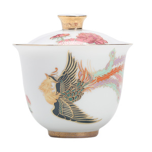 Gaiwan Teacup White Porcelain With Lid Phoenix Pattern Kung Fu <b>Tea</b> Set Gift <b>Box</b> - Product Image 5