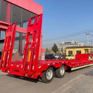 Diskon besar-besaran 3 gandar tempat tidur rendah Trailer 50 60 <span class=keywords><strong>80</strong></span> <span class=keywords><strong>Ton</strong></span> leher angsa Lowboy Semi truk Trailer - Product Image 4