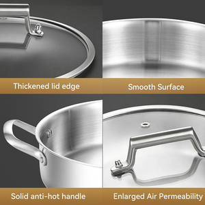 High Quality 3 Layers Stainless Steel Saute <b>Pan</b> 4.5QT Capacity Triply Stainless Steel Shallow Casserole - Product Image 6