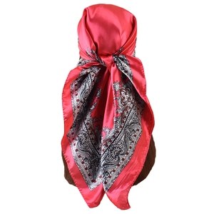 Foulard quadrato in raso da 90 cm personalizzabile stile retrò 2026, con pois, cartoni animati, lettere tropicali, <span class=keywords><strong>bandana</strong></span>, scialle, per <span class=keywords><strong>capelli</strong></span> - Product Image 1
