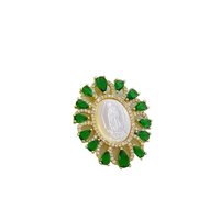 Pendentifs Charme Vierge Marie en Or 18 carats Plaqué Or avec Micro-Pavé de Zirconiums et Nacre Blanche