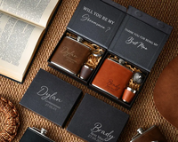 Ensemble de flacons à whisky en acier inoxydable de 6 oz, vierges, en similicuir, gravables au laser, avec entonnoirs et tasses, pour cadeaux d'entreprise pour hommes