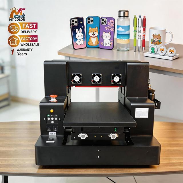 A3 Multifunctional LED UV Flatbed Printer with Vacuum Bed for Phone Case, Glass,Cylinder Bottle Multi-layer Small UV Printer