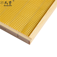 Imkerei-Ausrüstung: Montierter Bienenstockrahmen aus Holz mit Bienenwachs-Grundplatte