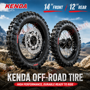 HSKabin New <b>12</b> Inch 14 Inch Off-Road Tubeless Tyre Wheel Set Dirt Bike Front <b>60</b>/100-14 Rear 80/100-<b>12</b> Black with Rotor Sprocket - Product Image 3