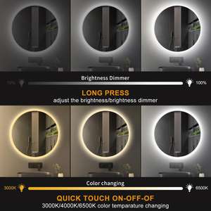 2025 Trending Modern LED Bath <b>Mirror</b> Touch Control Bluetooth Music Defogging Dimming Illuminated Acrylic Diffusion Frame Hotel - Product Image 2