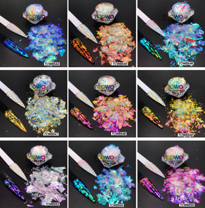 Multichrom-Zauberspiegel-Pulver metallische Folie-Flocken Glitter Chameleon-Flocken Chrom Aurora Nagel-Konfetten-Pulver Opalfolie - Product Image 6