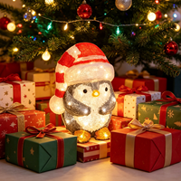 Decorazioni Natalizie da Esterno a Forma di Pinguino con Cappello di Babbo Natale, Luci LED a Batteria con Timer, Impermeabili IP44, Luce Bianca Calda per Giardino