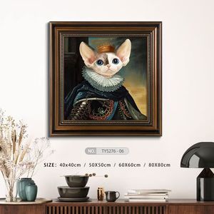 Çerçeveli kedi tuval sanat taklit başyapıtları ev dekorasyon için yüksek kalite fabrika doğrudan Pet hediye boyama - Product Image 5