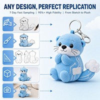 Porte-clés en peluche Otter personnalisé Cloud Circuit, Usine OEM ODM, Cadeau pour événement technologique, Prêt à personnaliser avec logo, Commande en gros de vêtements, Technologie IA