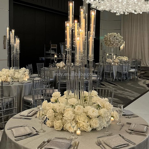 Candelabro a 9 Bracci Trasparente <span class=keywords><strong>Portacandele</strong></span> in Acrilico Tubolare per Decorazioni Matrimoniali - Product Image 6