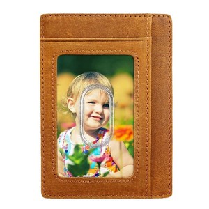 Portafoglio Sottile Fatto a Mano, Porta <span class=keywords><strong>Carte</strong></span> <span class=keywords><strong>di</strong></span> Credito Minimalista in Pelle con Blocco RFID, Dimensioni Medie - Product Image 2