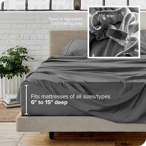 Parure de draps de luxe en microfibre ultra-douce, draps de lit brossés double face à poches profondes, ensemble 4 pièces, draps et taies d'oreiller - Product Image 3