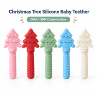 Hochet de dentition pour bébé en silicone motif sapin de Noël, perles en silicone et PVC, perles focales, jouet sensoriel à mâcher OEM ODM