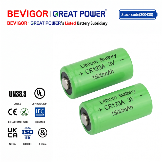 Factory Wholesale CR123A Industrial Lithium 3V 1500 MAH Cylinder Battery Non- Rechargeable for Laptop Bulk Package Ready Stock