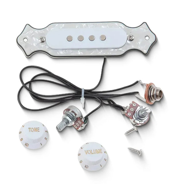 4-String Pre-wired Single Coil Electric Guitar Pickup Harness Soundhole Acoustic Guitar Pickup with Knobs Pots