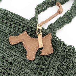 Elegant Schnauzer <b>Dog</b> Leather Keychain <b>Charm</b> with Neutral Tone Detail - Product Image 2