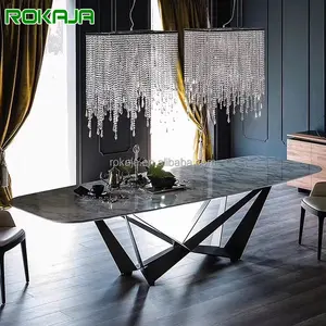 Table à manger rectangulaire <span class=keywords><strong>de</strong></span> style italien <span class=keywords><strong>vintage</strong></span> avec plateau en granit, marbre ou pierre, ensemble <span class=keywords><strong>de</strong></span> table à manger moderne avec 6, <span class=keywords><strong>8</strong></span> ou 10 <span class=keywords><strong>chaises</strong></span> - Product Image 1