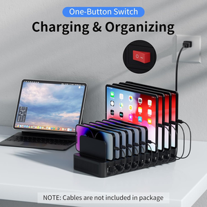 60W <strong>Charging</strong> <strong>Station</strong> for Multiple Devices, 10-Port <strong>USB</strong> Fast <strong>Charging</strong> <strong>Station</strong> with Adjustable Dividers - Product Image 6