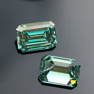 Green color VVS1 per pieces price 1-5 catat Emerald cut loose stones moissanite diamond