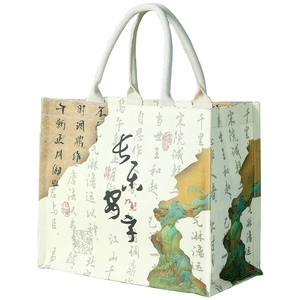 Sacs fourre-tout réutilisables en toile 3D épaisse, grande capacité, écologiques, durables, avec logo personnalisé, couleur, long ruban, motif lettres, fermeture éclair - Product Image 1