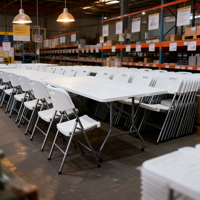 Table pliante d'extérieur résistante aux intempéries en plastique HDPE de 6 pieds avec cadre en acier pour sièges de concert