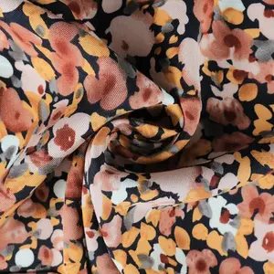 High quality printing leaves wholesale sustainable 30s rayon woven floral fabric for dress