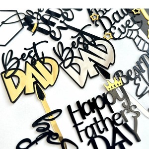 Ins Wind Fête des Pères Plaque Acrylique PAPA Fête des Pères Gâteau Plug-in Cake Topper Décoration - Product Image 1