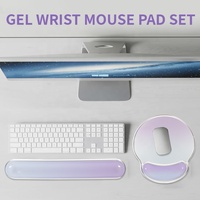 Ensemble de tapis de souris en gel de silicone transparent avec repose-poignet, dégradé arc-en-ciel, couleur personnalisée, imprimé UV, petite taille, pour usage au bureau, élégant