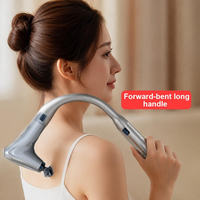 Nouveau pistolet de massage électrique à tête incurvée en U, sans fil, à long manche, avec 5 têtes de massage et contrôle de la vitesse
