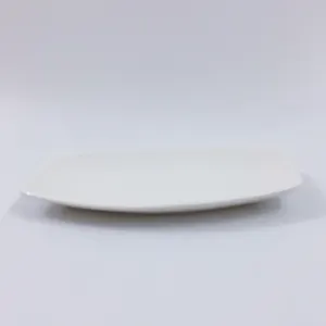 White Ceramic Oblong Plate Rectangle Flat Dinner Dish Restaurant Plate Ceramic