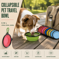 Gamelle pliable pour chien, écologique en TPE, avec bordure noire et clip, idéale pour les promenades en parc et les voyages, vente en gros
