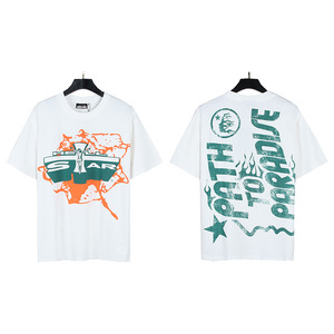 T-shirt Hell de qualité supérieure 100 % coton, streetwear, coupe oversize, épaules tombantes, manches courtes, imprimé vintage étoile pour <span class=keywords><strong>homme</strong></span> - Product Image 4