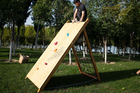 Moetry Kids - Barres de grimpe en fibre de verre et cadre de balançoire en bois pour l'extérieur, équipement d'escalade pour enfants, aire de jeux pour l'exercice, l'école, la maison et la maternelle