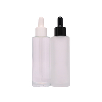 Emballage cosmétique de 30ml 50ml 60ml 100ml Flacons vides de sérum d'huile essentielle compte-gouttes à épaulement plat en ambre givré avec pipette