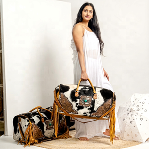 LW Real Handmade Vintage Fashion Genuine Leather <b>Duffel</b> <b>Bags</b> Western Unisex Fringe Large Travel <b>Bags</b> Waterproof Multi-Purpose - Product Image 1