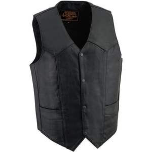 2025 cuero Premium Hombres estilo occidental cuello en V chaleco cierre a presión motocicleta chaleco LKMMLSH - Product Image 2