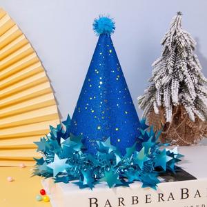 Sombreros de Fiesta Brillantes con Pompones, Bolas <span class=keywords><strong>Peludas</strong></span> y Borlas, Decoración de Estrellas para Cumpleaños, Baby Shower, Navidad - Product Image 1