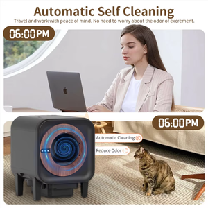 Litière automatique intelligente <span class=keywords><strong>pour</strong></span> chat OEM, style <span class=keywords><strong>meuble</strong></span> en bois, contrôle par application, nettoyage infrarouge automatique - Product Image 2