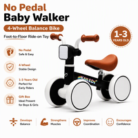 Porteur d'équilibre sans pédales à 4 roues pour bébés de 1 à 3 ans, jouet à pousser du pied au sol pour garçons et filles, coffret cadeau