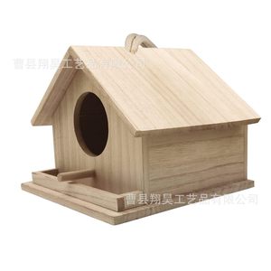 บ้านนกแขวนไม้ตกแต่งสวนกลางแจ้งขนาดเล็กสำหรับนก  แบบธรรมชาติ - Product Image 2