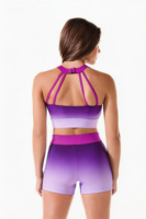 Camisetas y Tops Personalizados con Pedrería, Ropa Brillante Morada, Diseño Personalizado, Ropa Brillante para Prácticas de Animadoras, Pantalones Cortos, 2 Conjuntos de Uniformes
