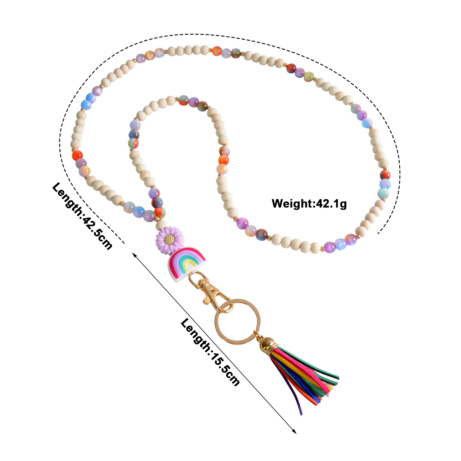 Custom New Fashion Retractable Plastic ID Card Holder Personalized Nature Stone Pearl Lanyard Gift for Nurse Student Image 5